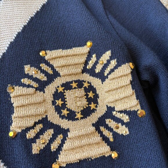 St. John Sport Navy Sweater S Gold Nautical Rare S - Picture 7 of 11